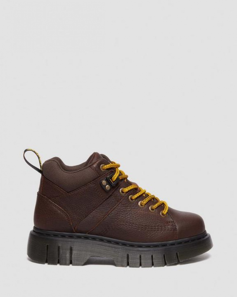 Dr Martens Woodard Grizzly Læder Low Casual Støvler Dame Mørkebrune | Danmark_Dr39309