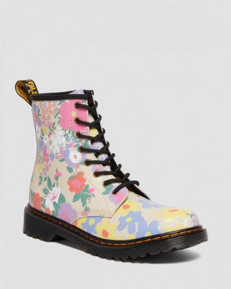 Dr Martens Youth 1460 Floral Mash Up Læder Blonder Up Støvler Børn Beige | Danmark_Dr61945