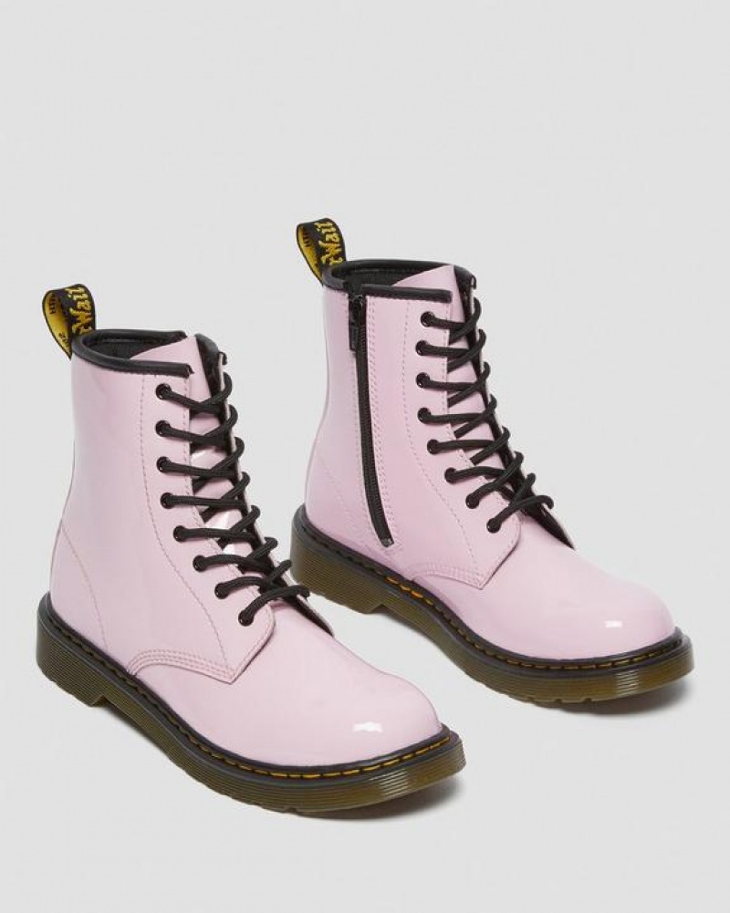 Dr Martens Youth 1460 Lak Læder Blonder Up Støvler Børn Lyserød | Danmark_Dr25786