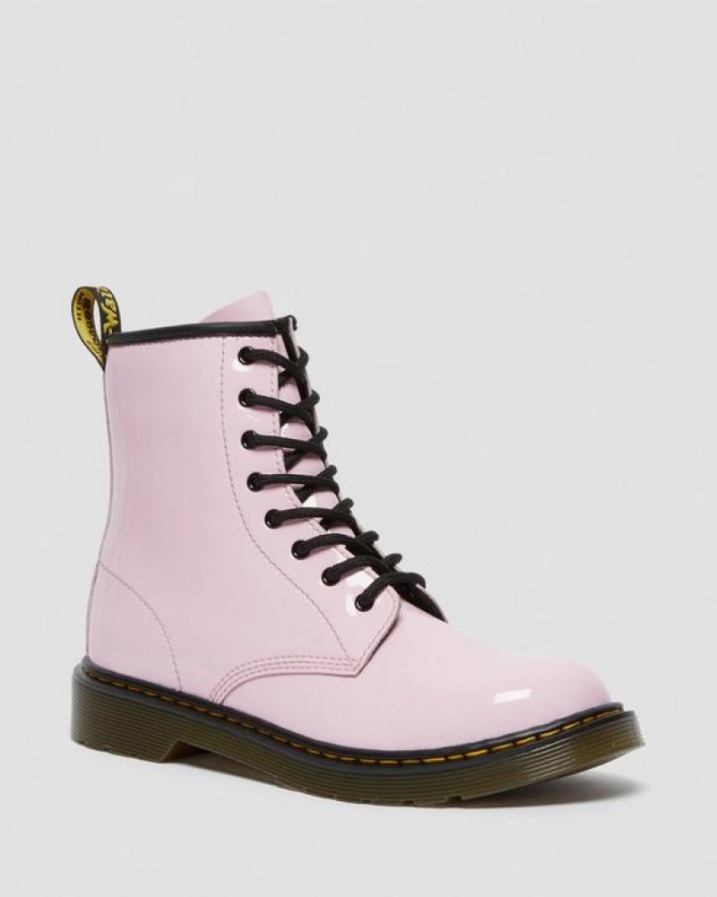 Dr Martens Youth 1460 Lak Læder Blonder Up Støvler Børn Lyserød | Danmark_Dr25786