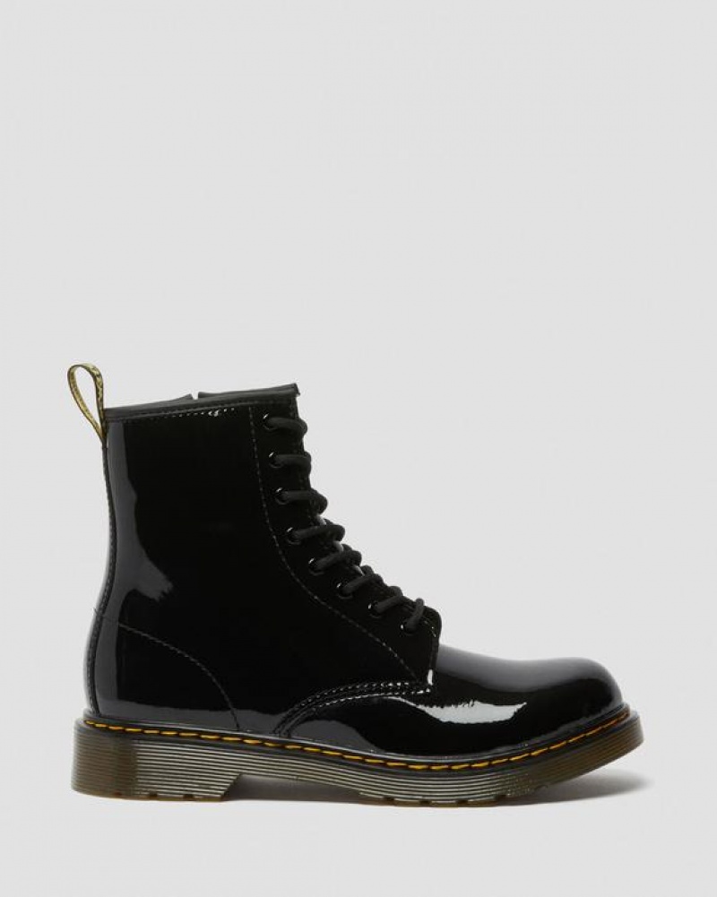 Dr Martens Youth 1460 Lak Læder Blonder Up Støvler Børn Sort | Danmark_Dr59003