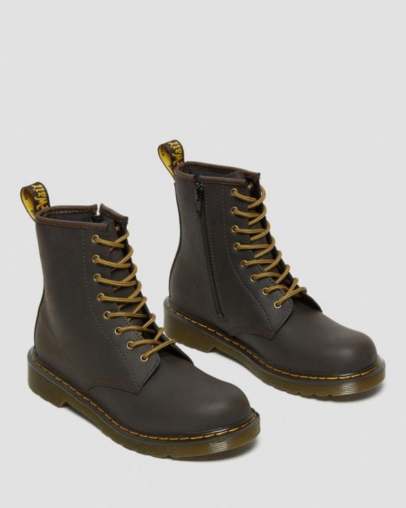 Dr Martens Youth 1460 Wildhorse Læder Blonder Up Støvler Børn Mørkebrune | Danmark_Dr82830