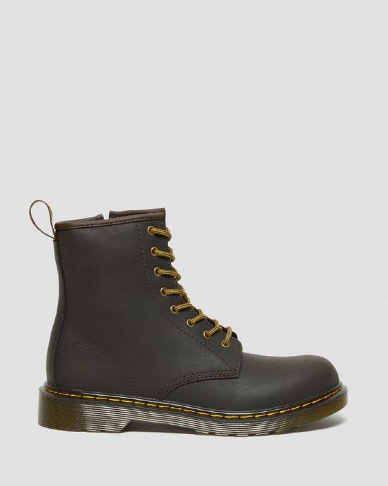 Dr Martens Youth 1460 Wildhorse Læder Blonder Up Støvler Børn Mørkebrune | Danmark_Dr82830