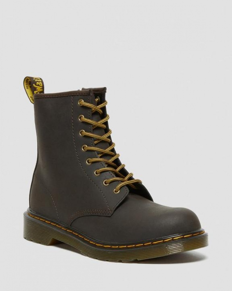 Dr Martens Youth 1460 Wildhorse Læder Blonder Up Støvler Børn Mørkebrune | Danmark_Dr82830