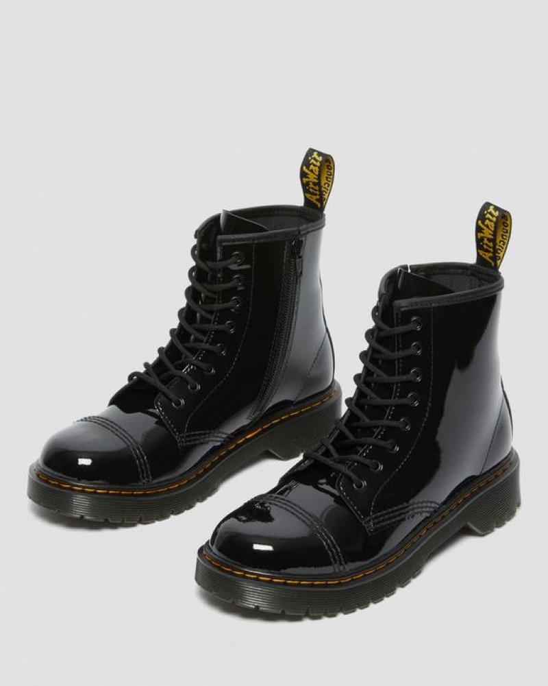 Dr Martens Youth Sinclair Bex Lak Læder Støvler Børn Sort | Danmark_Dr70716