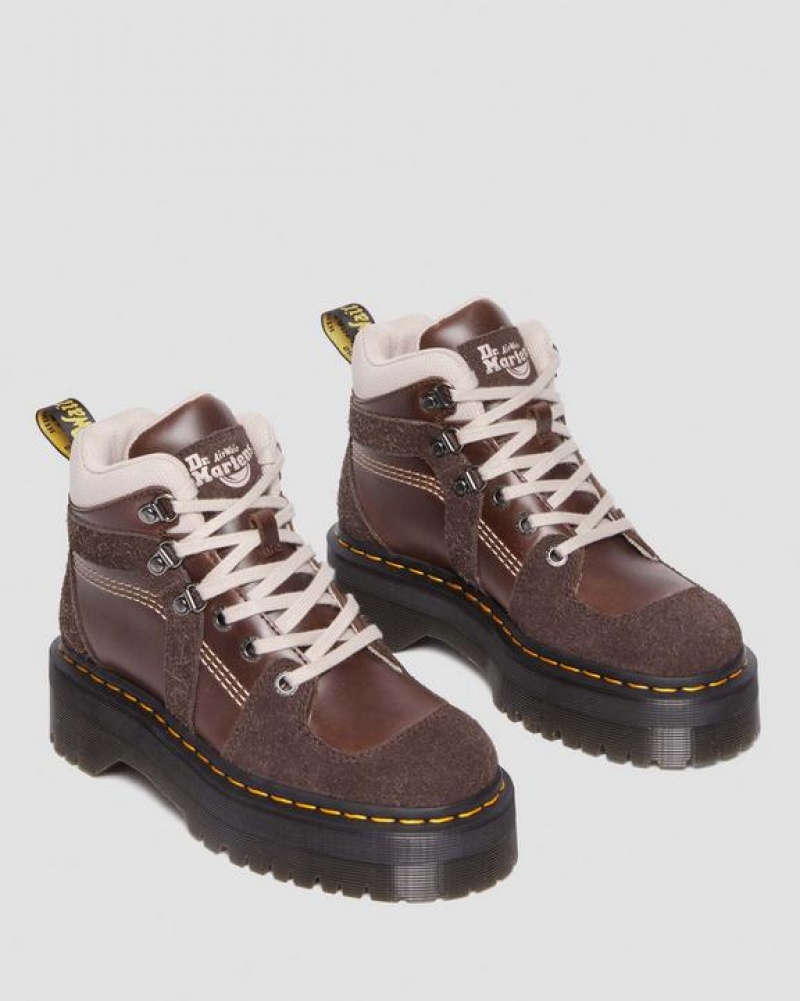 Dr Martens Zuma Læder & Ruskind Hiker Stil Støvler Dame Mørkebrune | Danmark_Dr49015