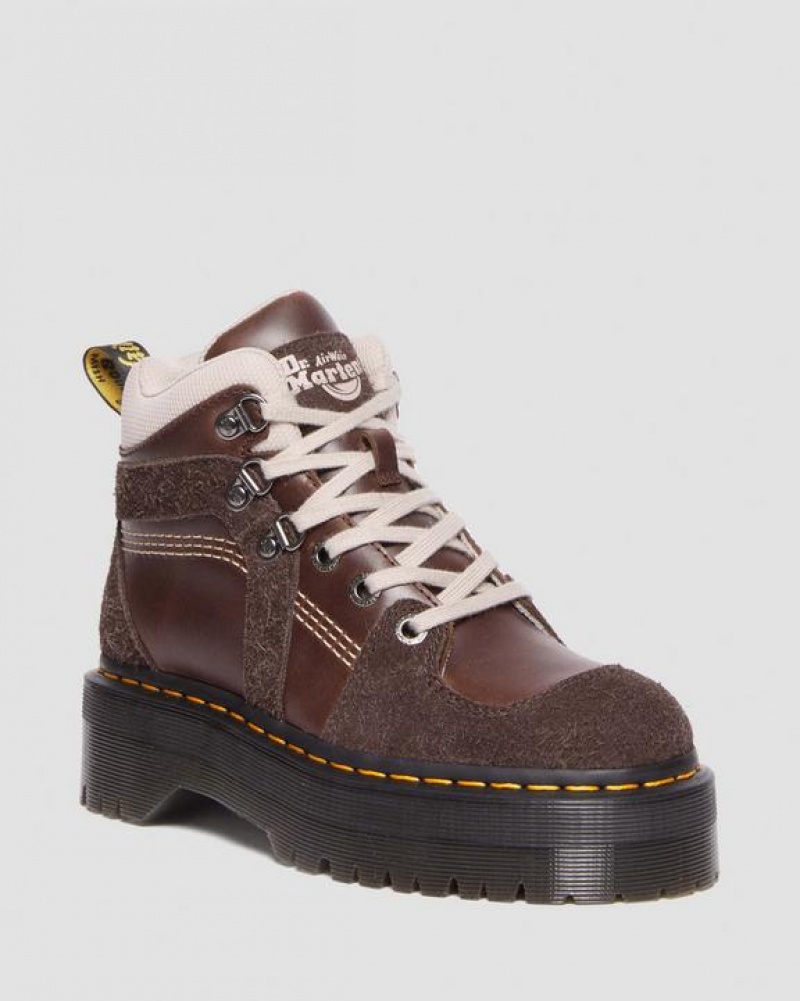 Dr Martens Zuma Læder & Ruskind Hiker Stil Støvler Dame Mørkebrune | Danmark_Dr49015